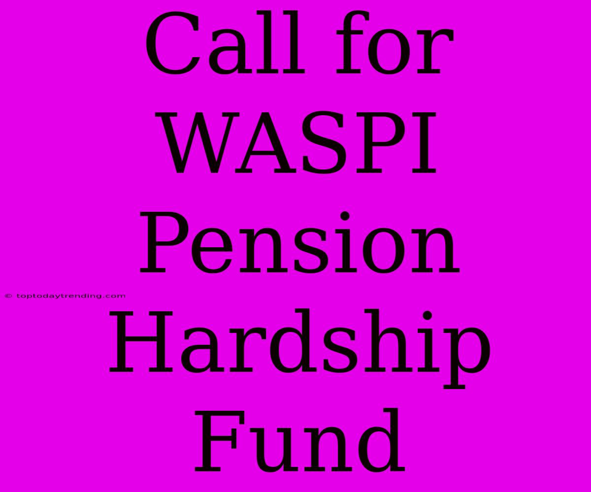 Call For WASPI Pension Hardship Fund