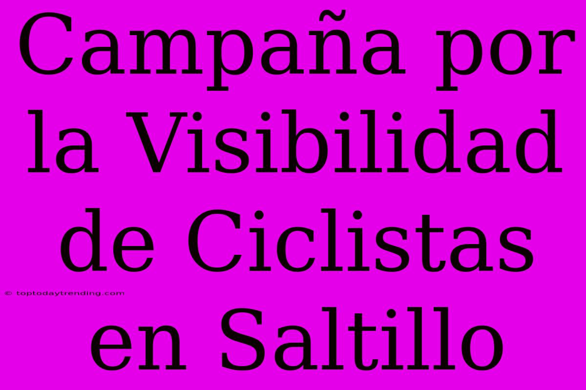 Campaña Por La Visibilidad De Ciclistas En Saltillo