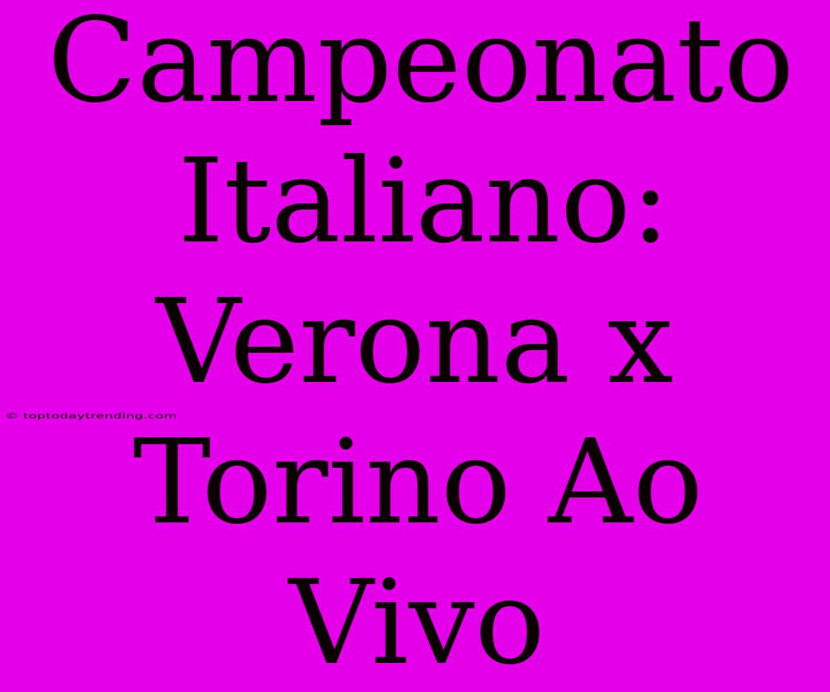 Campeonato Italiano: Verona X Torino Ao Vivo