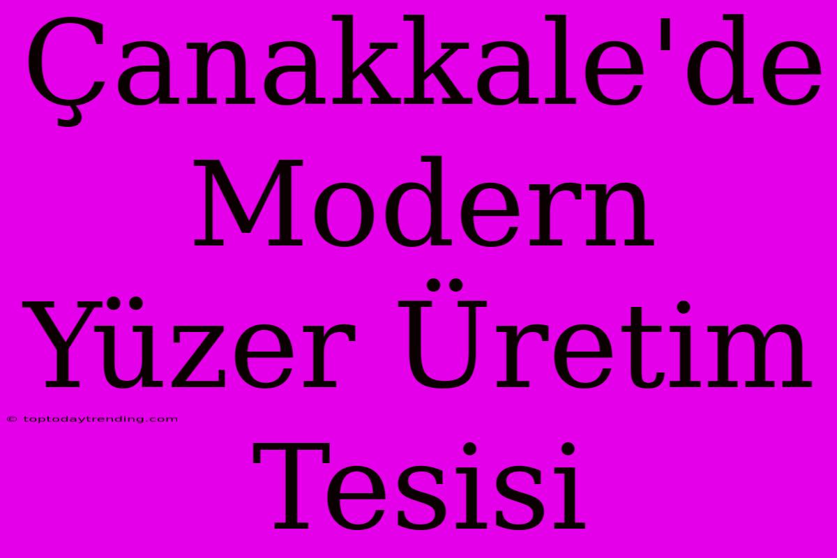 Çanakkale'de Modern Yüzer Üretim Tesisi