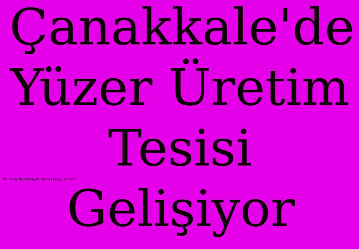 Çanakkale'de Yüzer Üretim Tesisi Gelişiyor