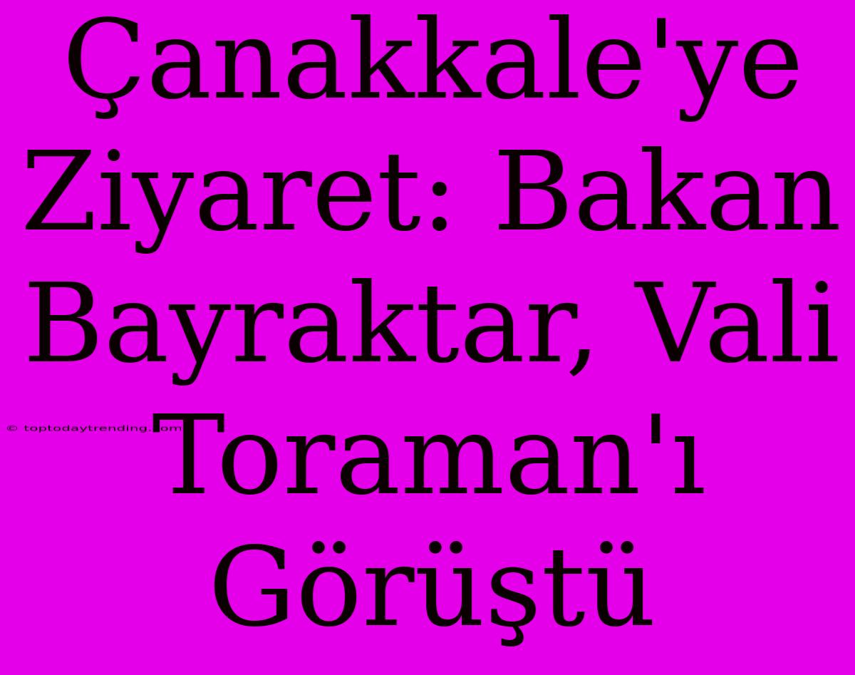 Çanakkale'ye Ziyaret: Bakan Bayraktar, Vali Toraman'ı Görüştü