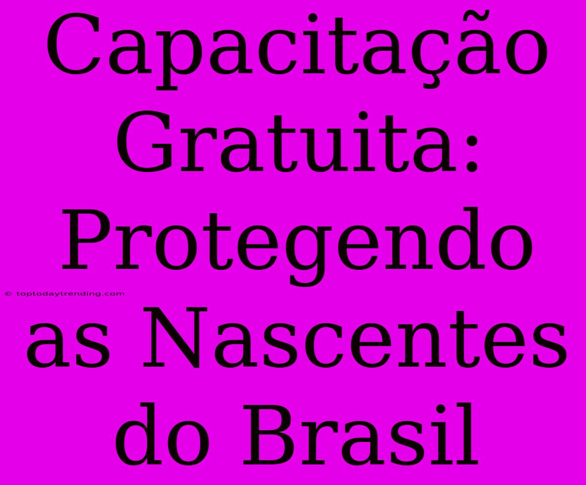 Capacitação Gratuita: Protegendo As Nascentes Do Brasil