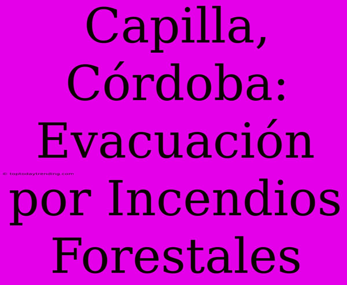 Capilla, Córdoba: Evacuación Por Incendios Forestales