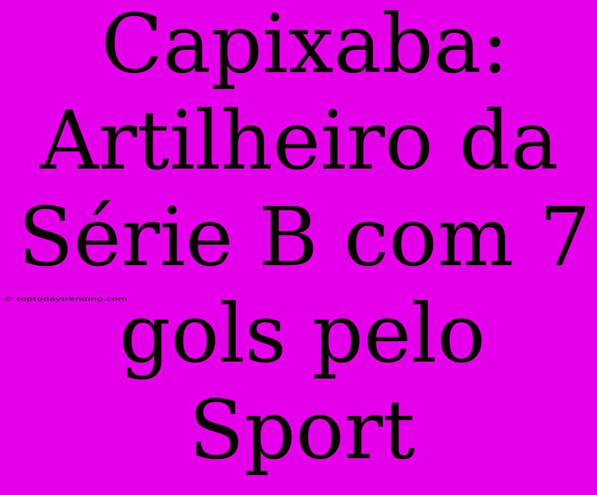 Capixaba: Artilheiro Da Série B Com 7 Gols Pelo Sport