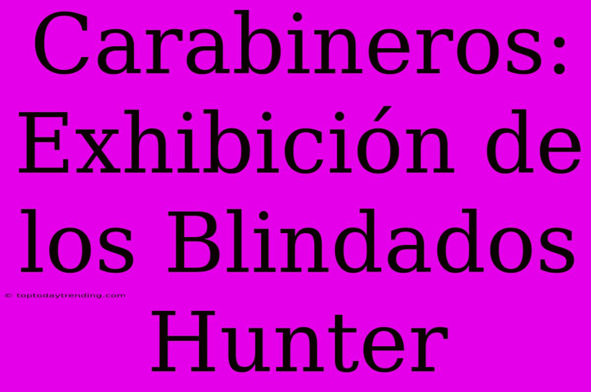 Carabineros: Exhibición De Los Blindados Hunter