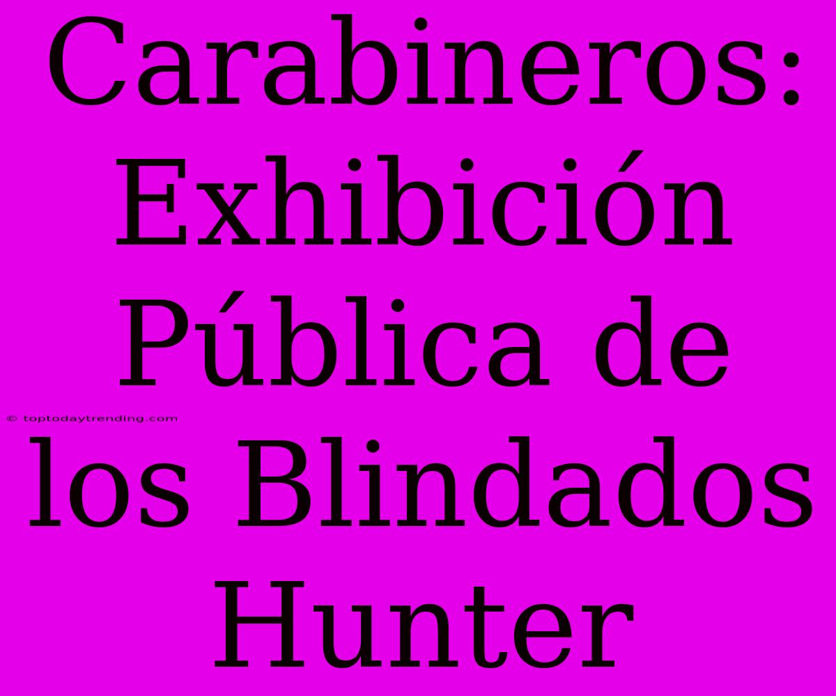 Carabineros: Exhibición Pública De Los Blindados Hunter