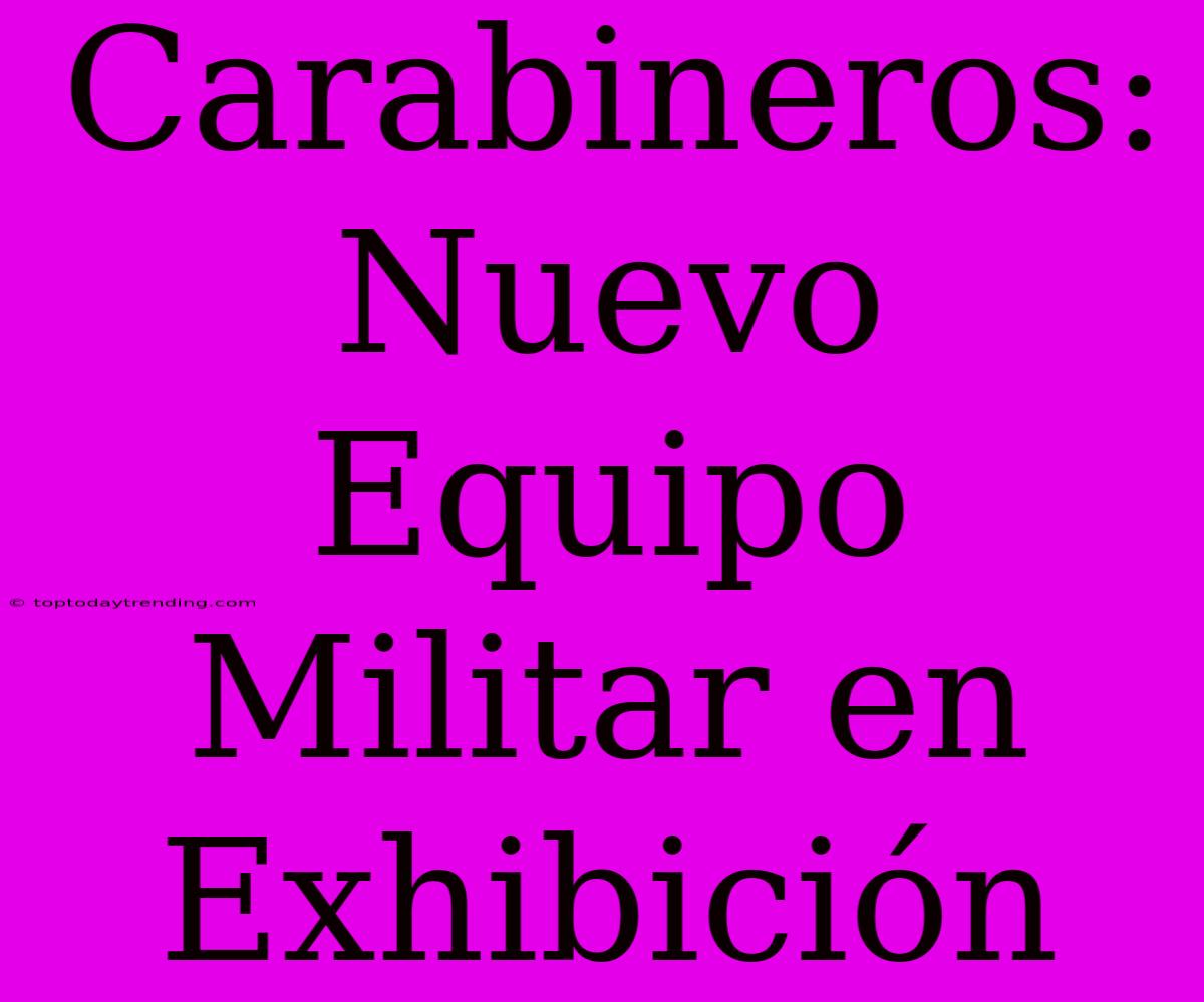 Carabineros: Nuevo Equipo Militar En Exhibición