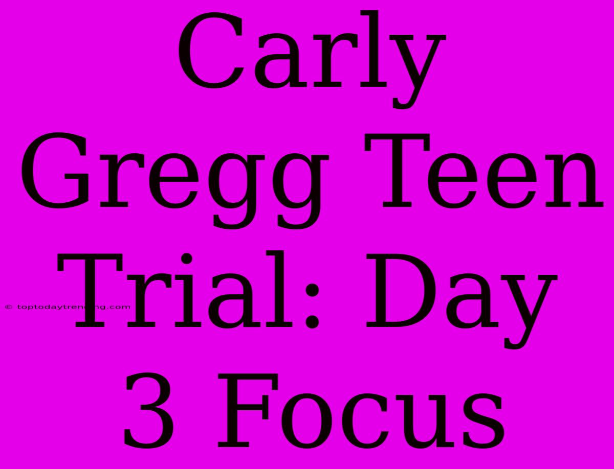 Carly Gregg Teen Trial: Day 3 Focus