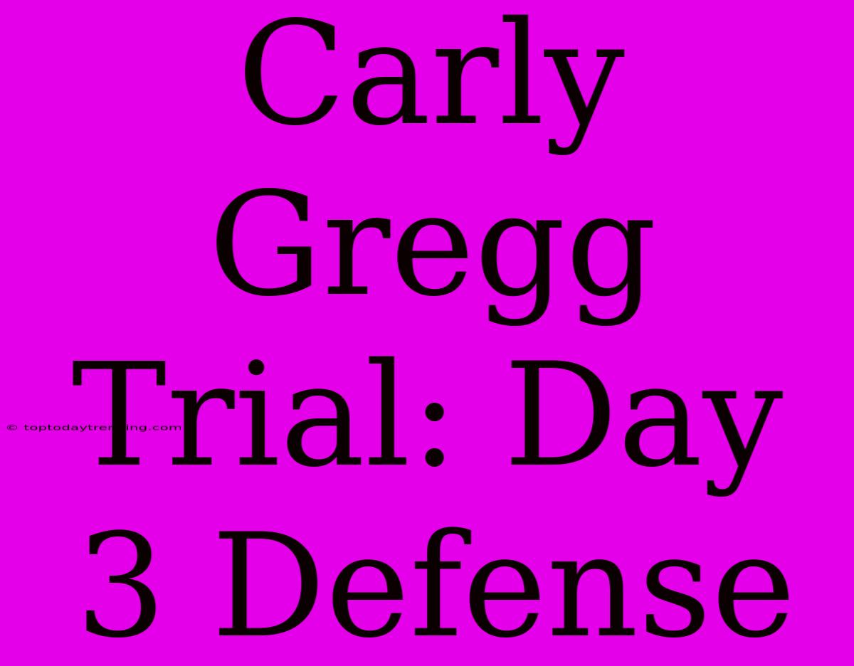 Carly Gregg Trial: Day 3 Defense