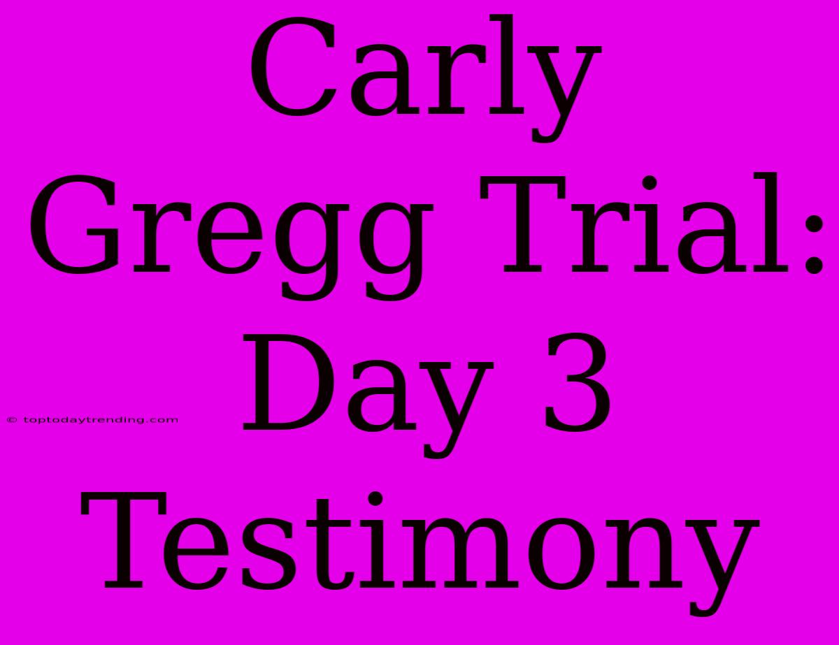 Carly Gregg Trial: Day 3 Testimony