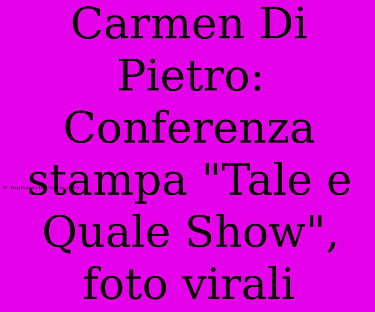 Carmen Di Pietro: Conferenza Stampa 