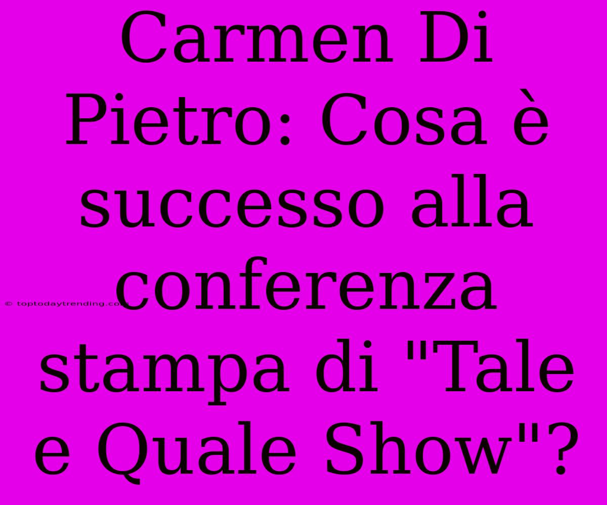 Carmen Di Pietro: Cosa È Successo Alla Conferenza Stampa Di 