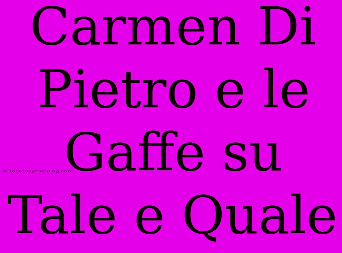 Carmen Di Pietro E Le Gaffe Su Tale E Quale