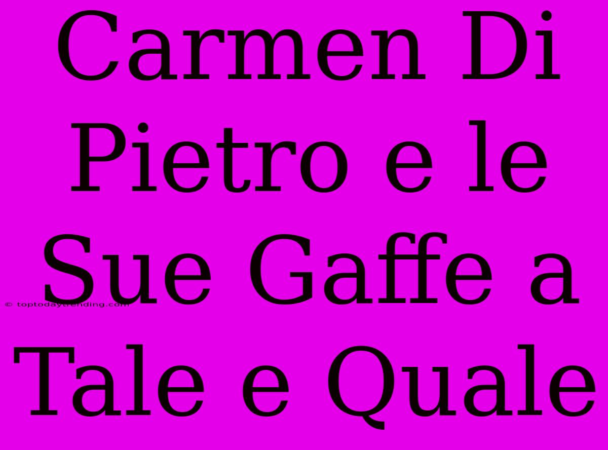 Carmen Di Pietro E Le Sue Gaffe A Tale E Quale