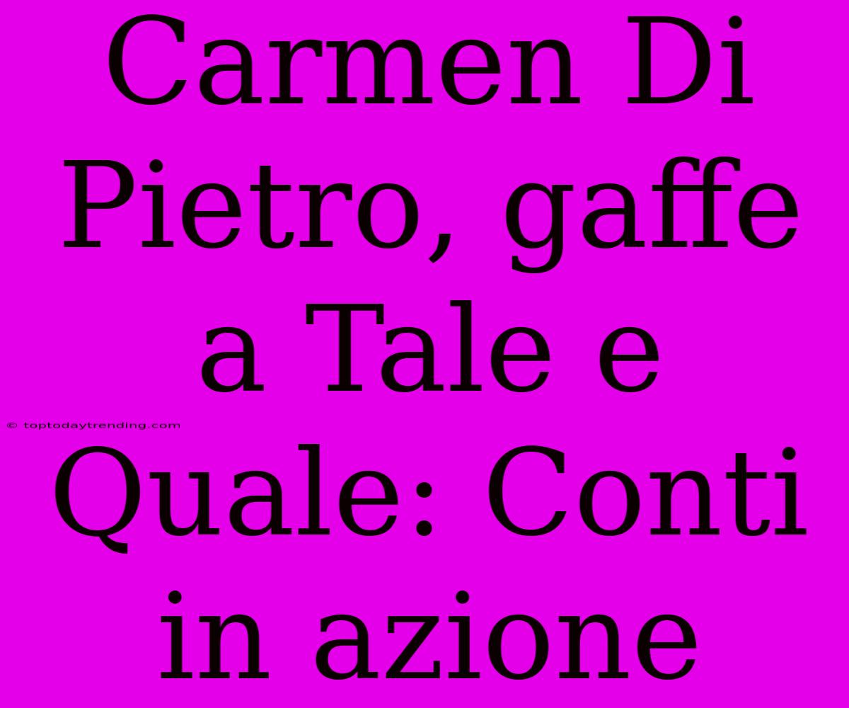 Carmen Di Pietro, Gaffe A Tale E Quale: Conti In Azione