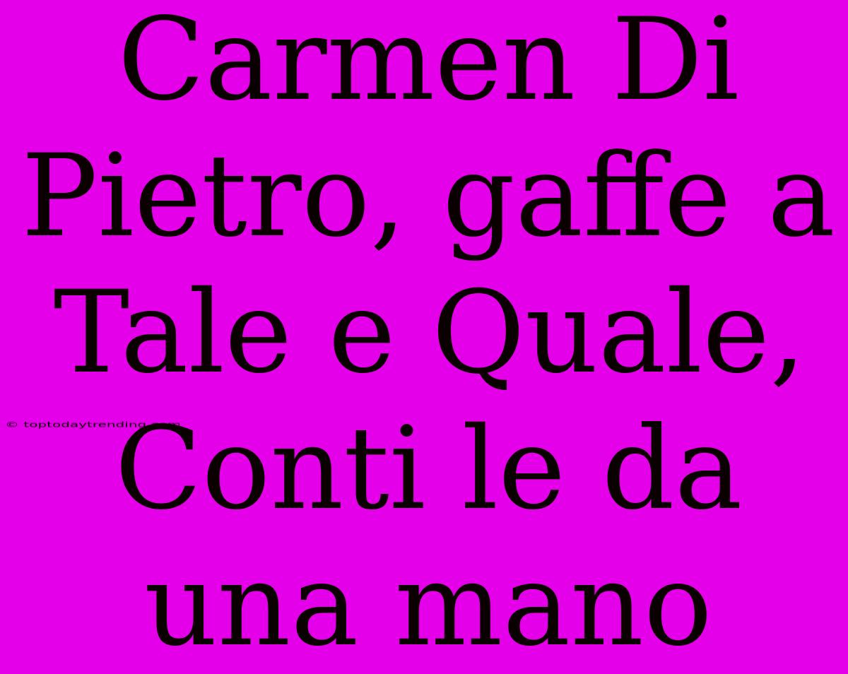 Carmen Di Pietro, Gaffe A Tale E Quale, Conti Le Da Una Mano