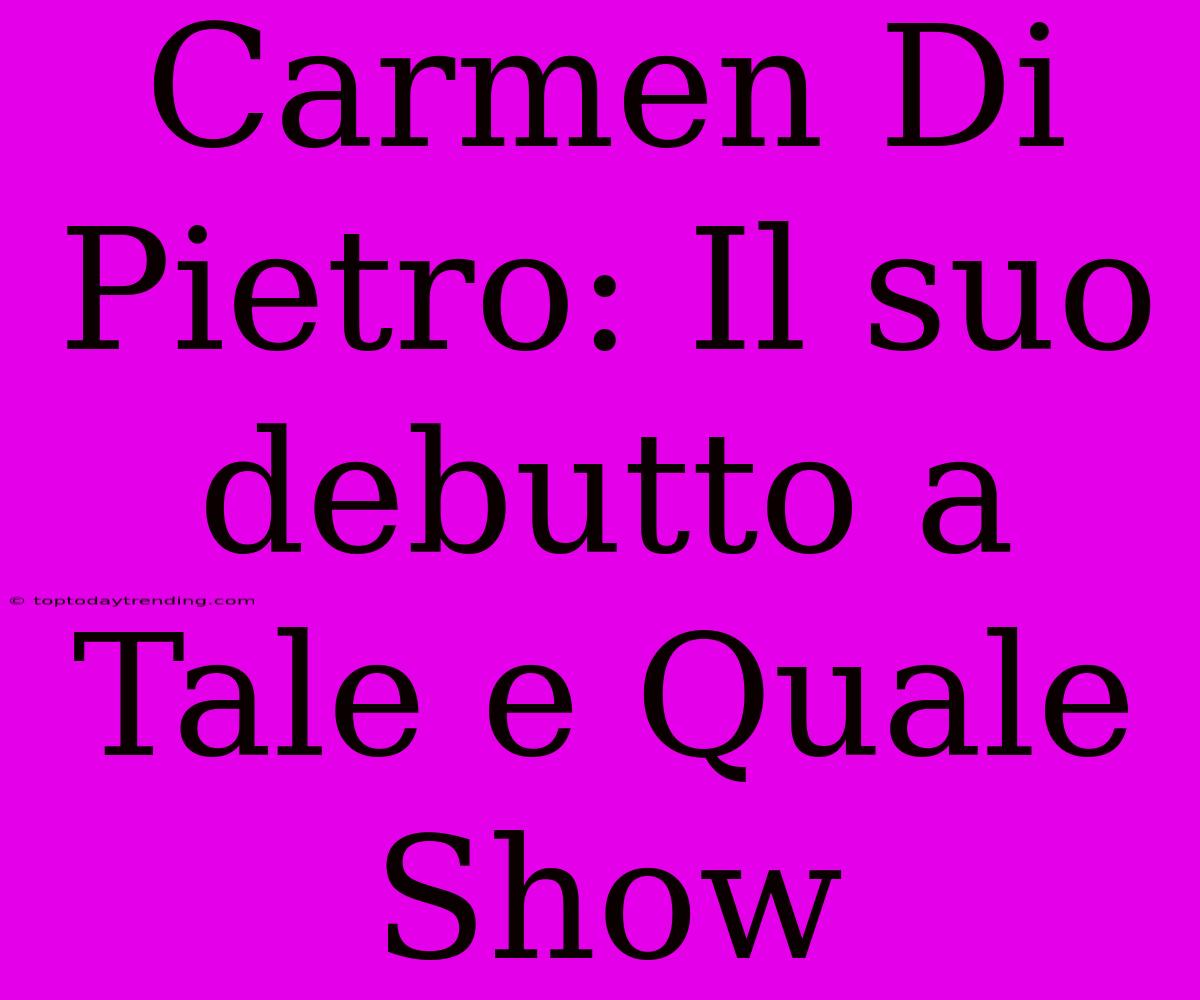 Carmen Di Pietro: Il Suo Debutto A Tale E Quale Show