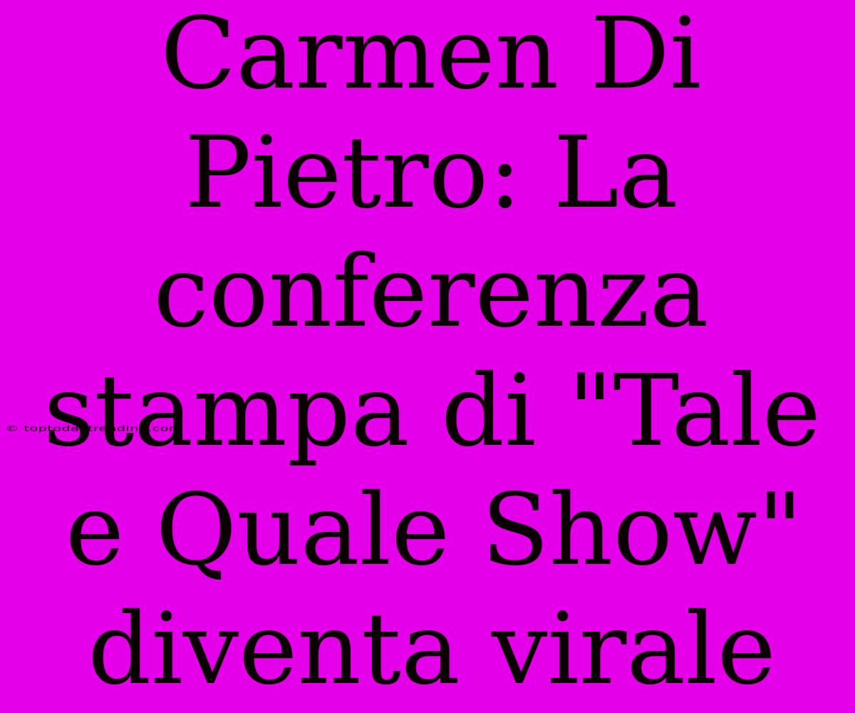 Carmen Di Pietro: La Conferenza Stampa Di 