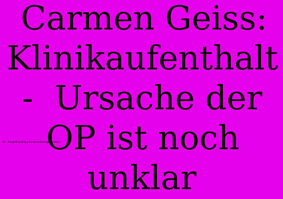 Carmen Geiss:  Klinikaufenthalt -  Ursache Der OP Ist Noch Unklar