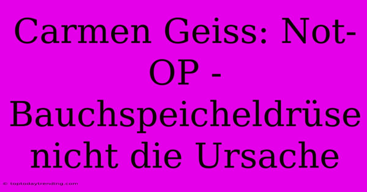 Carmen Geiss: Not-OP - Bauchspeicheldrüse Nicht Die Ursache