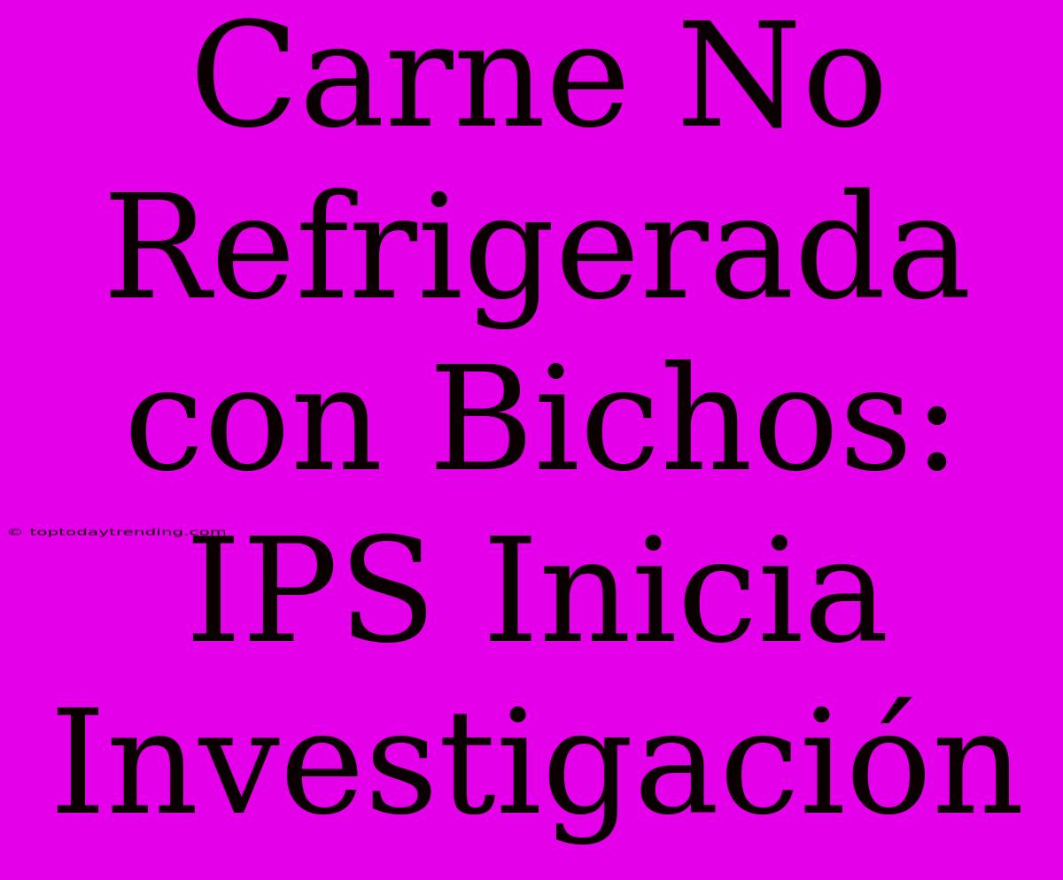 Carne No Refrigerada Con Bichos: IPS Inicia Investigación