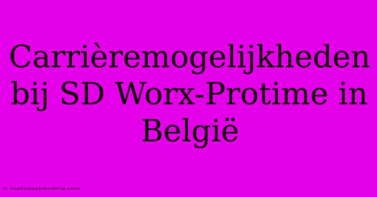 Carrièremogelijkheden Bij SD Worx-Protime In België