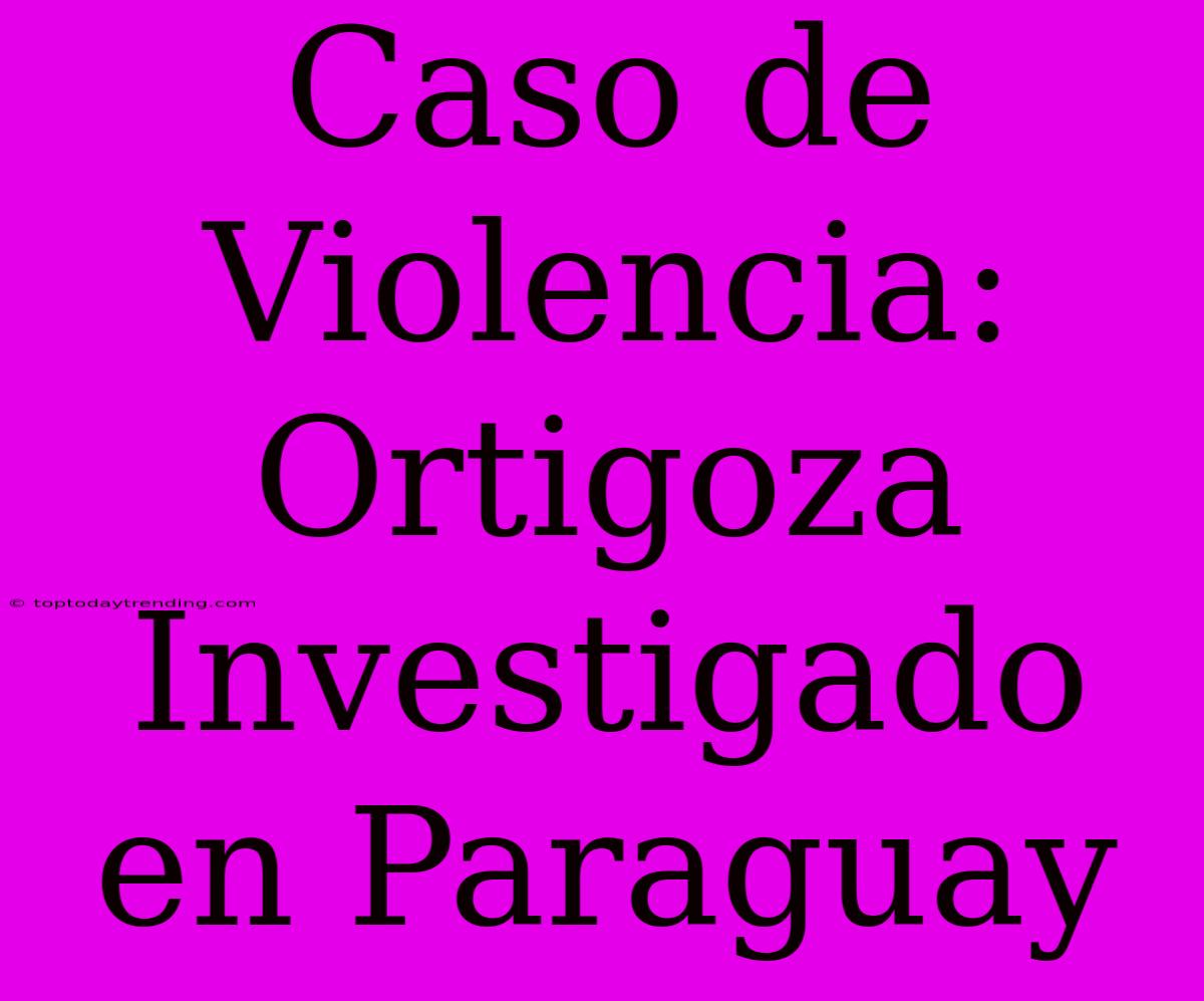 Caso De Violencia: Ortigoza Investigado En Paraguay