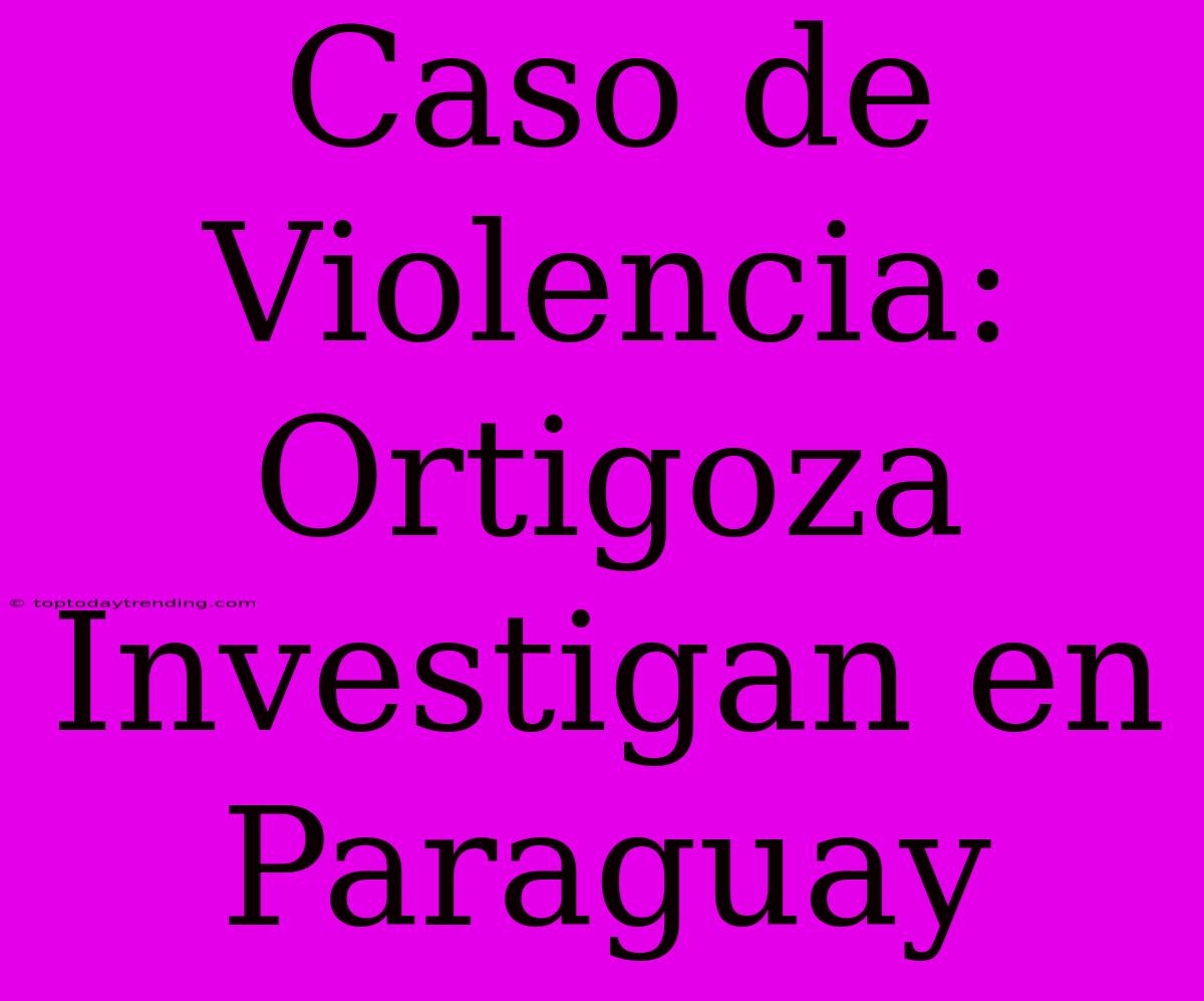 Caso De Violencia: Ortigoza Investigan En Paraguay