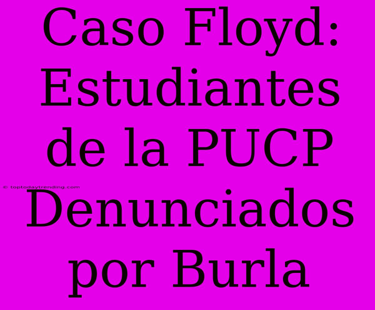 Caso Floyd: Estudiantes De La PUCP Denunciados Por Burla