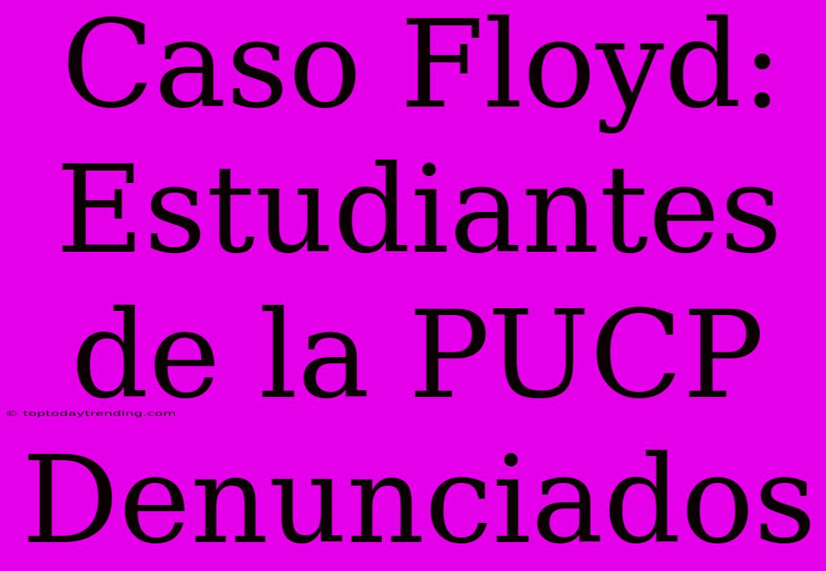 Caso Floyd: Estudiantes De La PUCP Denunciados