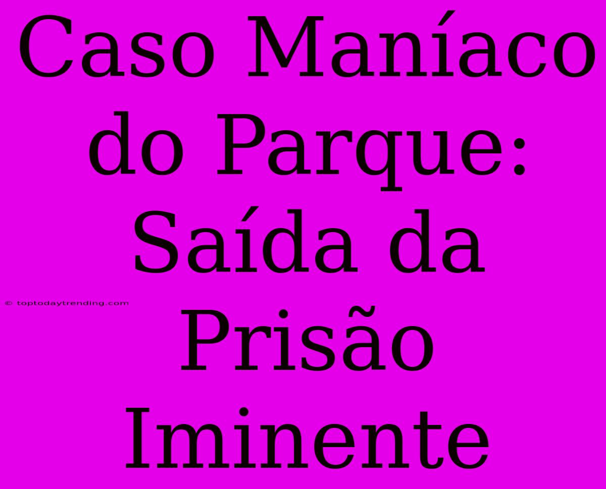 Caso Maníaco Do Parque: Saída Da Prisão Iminente