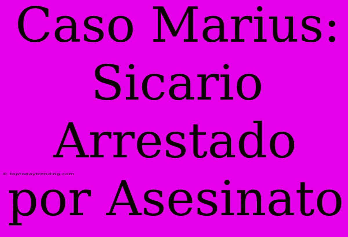 Caso Marius: Sicario Arrestado Por Asesinato