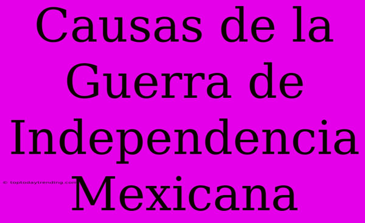 Causas De La Guerra De Independencia Mexicana