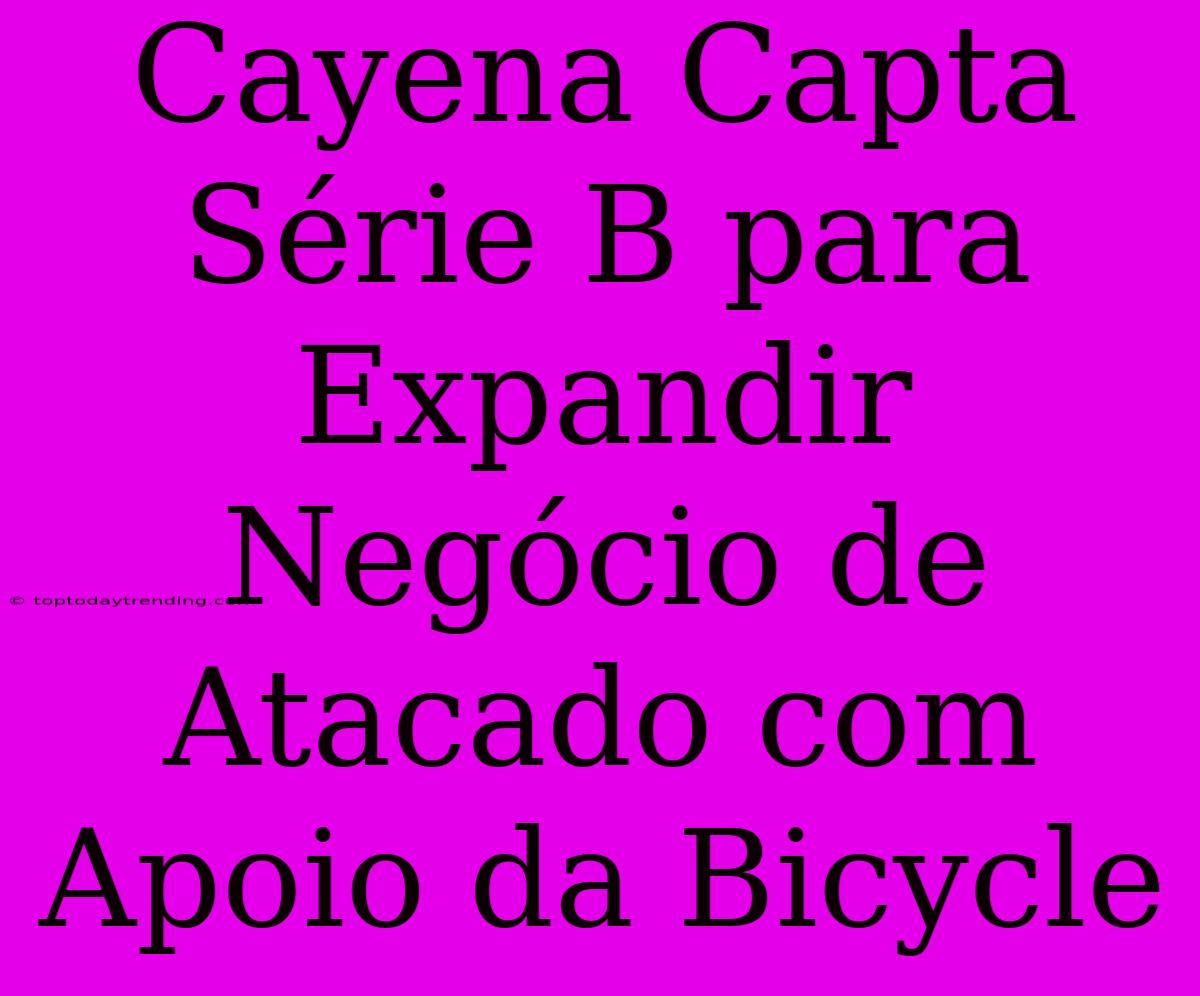 Cayena Capta Série B Para Expandir Negócio De Atacado Com Apoio Da Bicycle