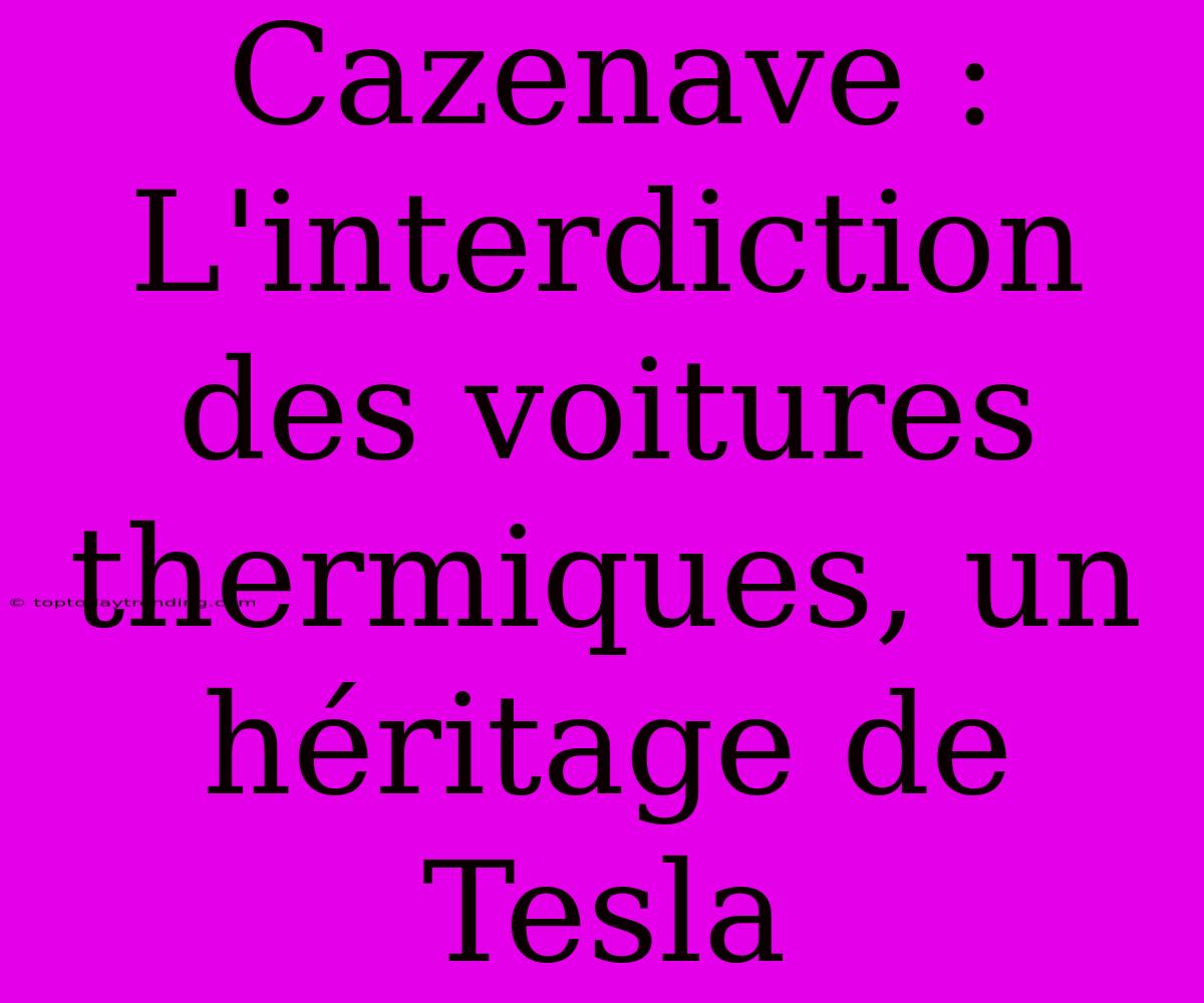 Cazenave : L'interdiction Des Voitures Thermiques, Un Héritage De Tesla