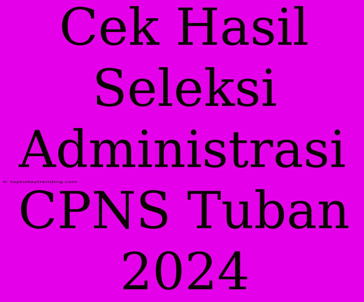 Cek Hasil Seleksi Administrasi CPNS Tuban 2024