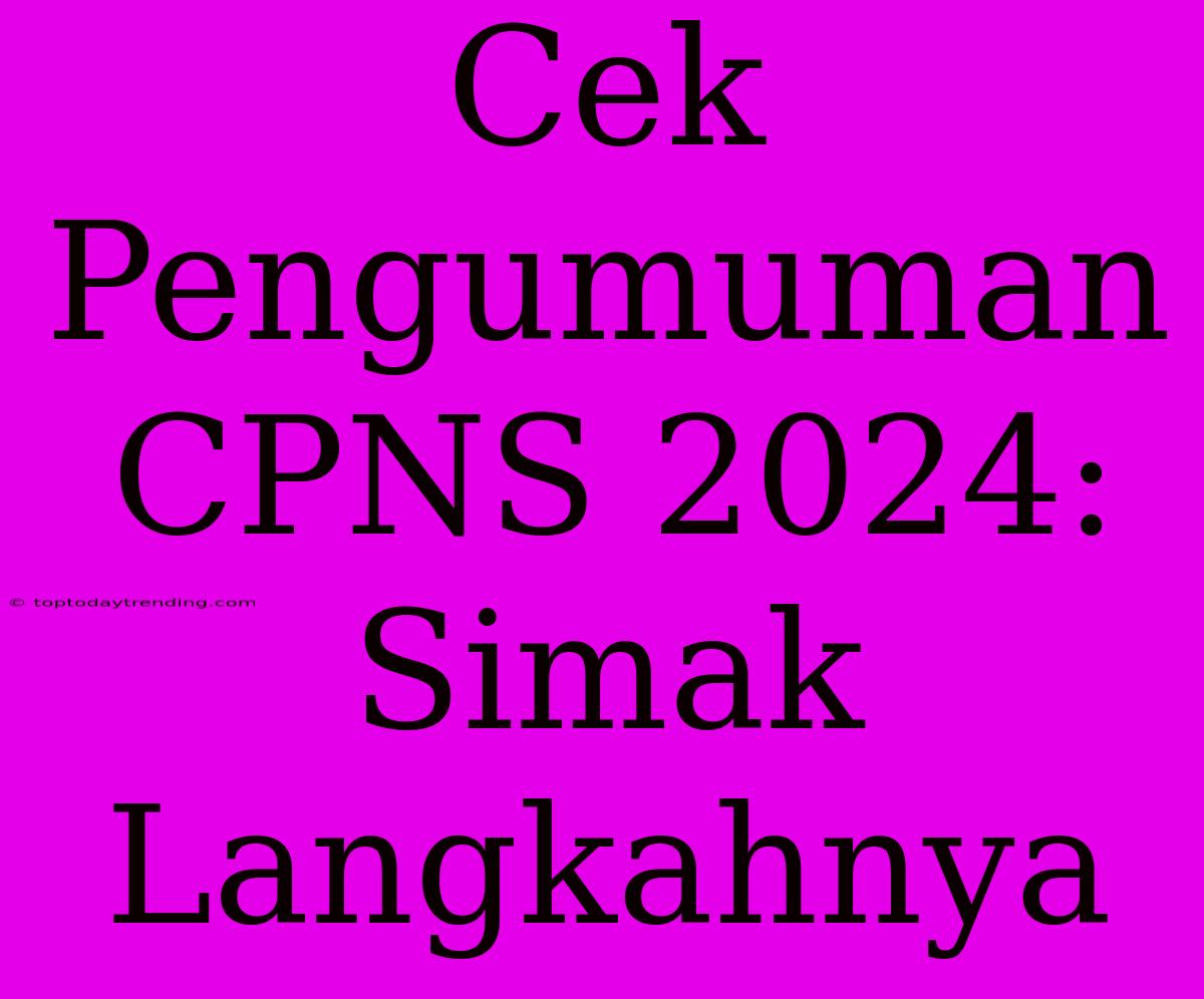 Cek Pengumuman CPNS 2024: Simak Langkahnya