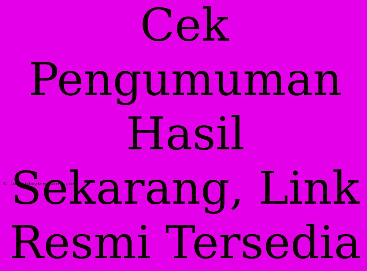 Cek Pengumuman Hasil Sekarang, Link Resmi Tersedia