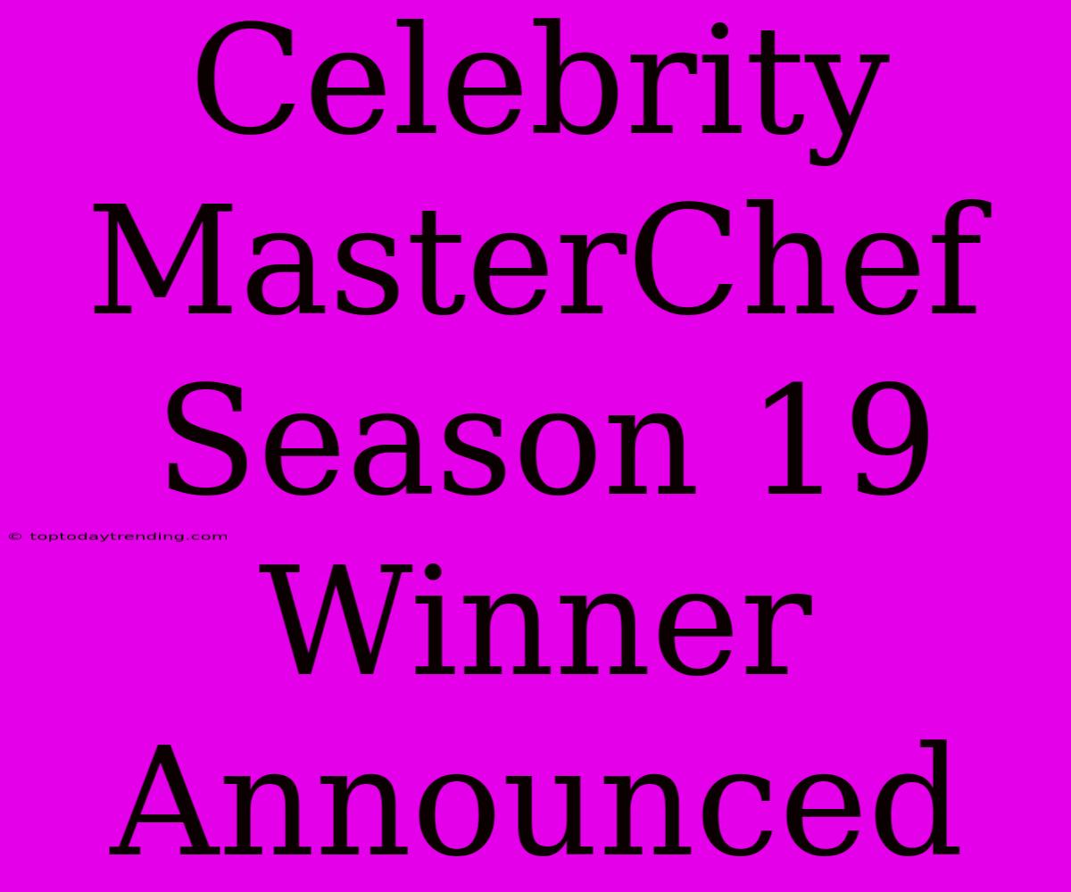 Celebrity MasterChef Season 19 Winner Announced