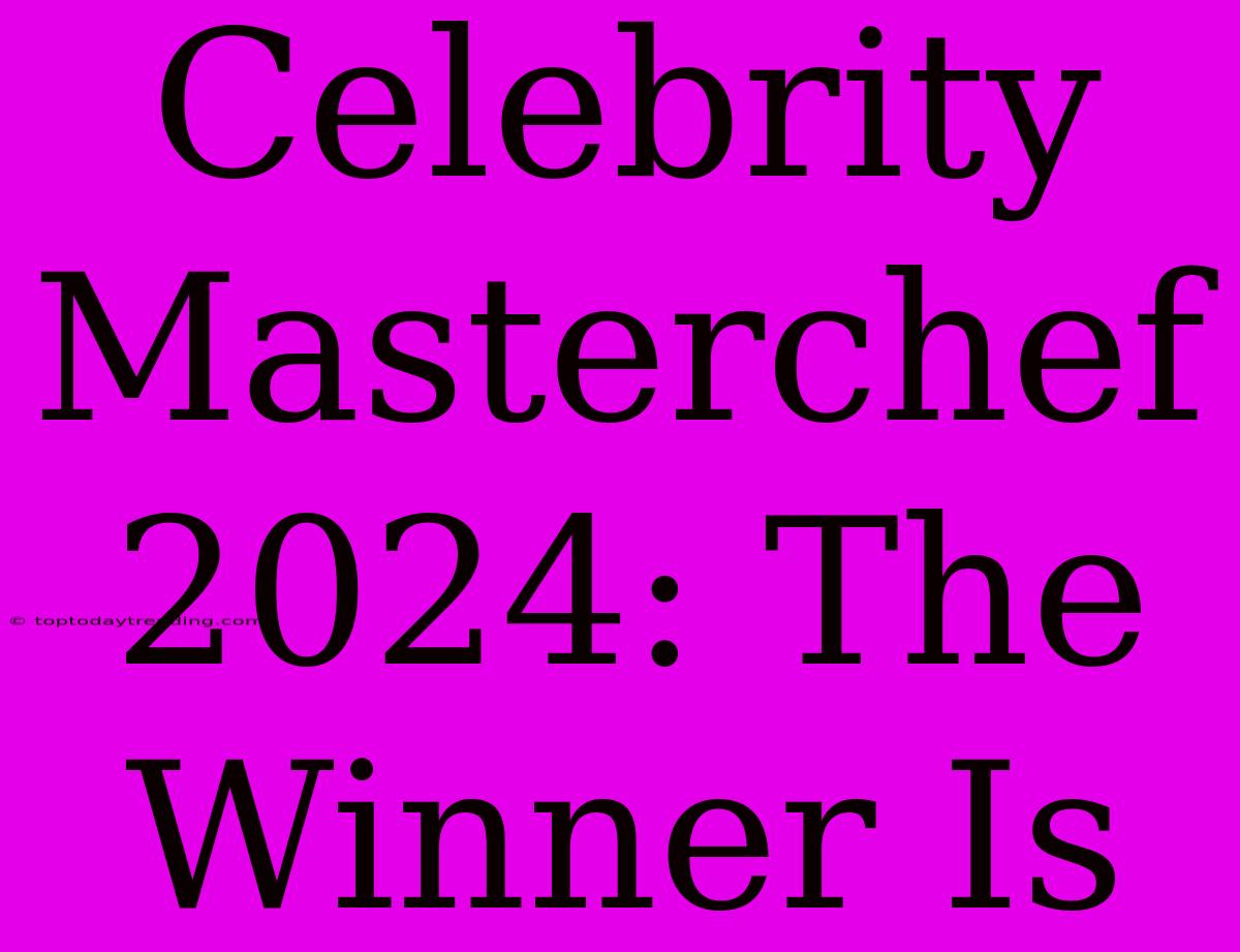 Celebrity Masterchef 2024: The Winner Is