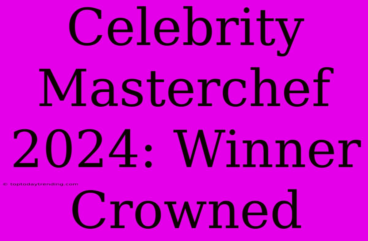 Celebrity Masterchef 2024: Winner Crowned