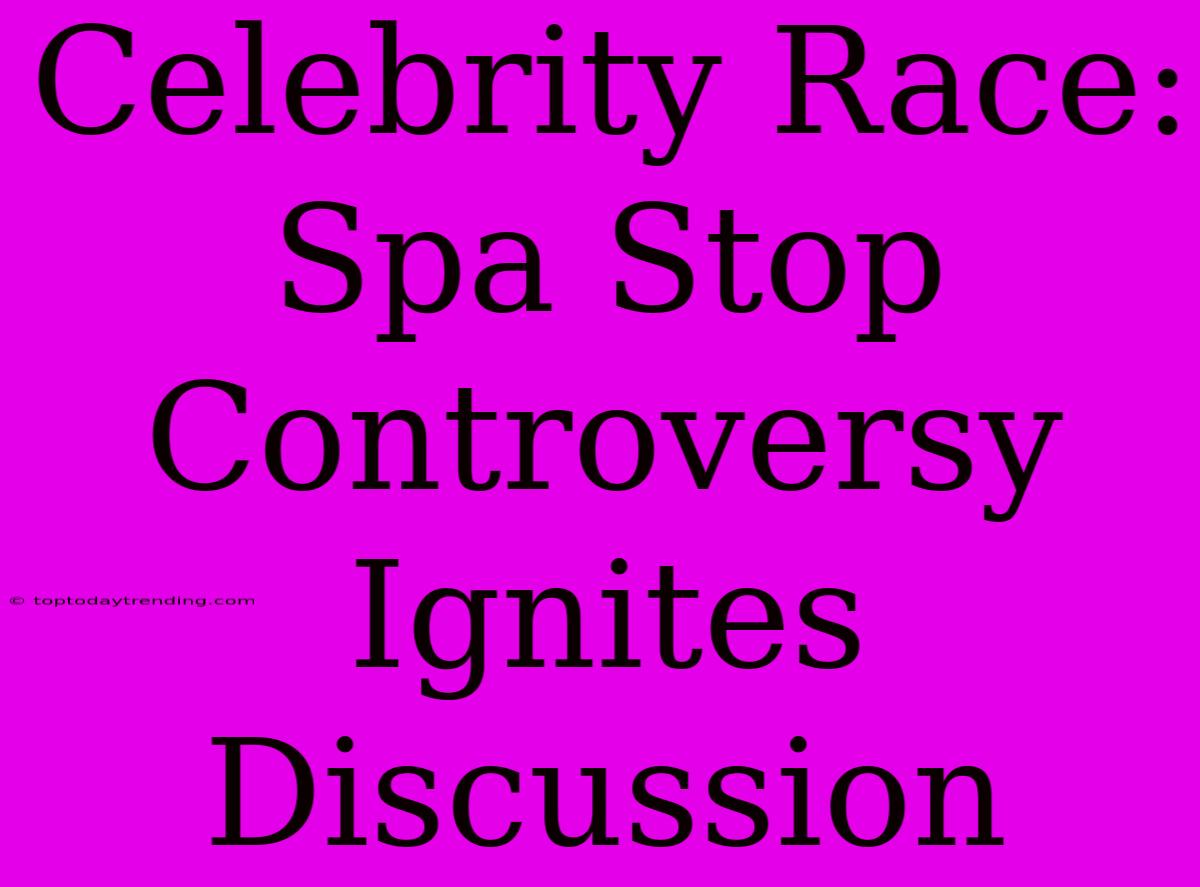 Celebrity Race:  Spa Stop Controversy Ignites Discussion