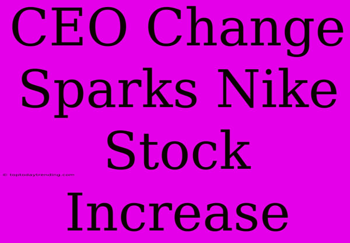 CEO Change Sparks Nike Stock Increase