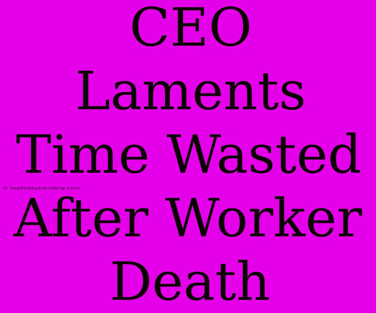 CEO Laments Time Wasted After Worker Death