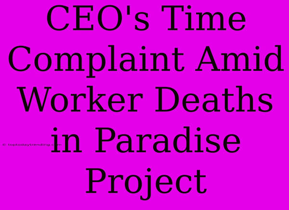 CEO's Time Complaint Amid Worker Deaths In Paradise Project