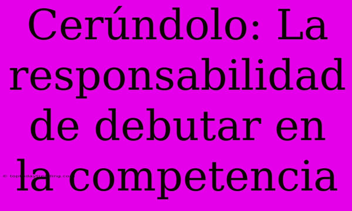 Cerúndolo: La Responsabilidad De Debutar En La Competencia