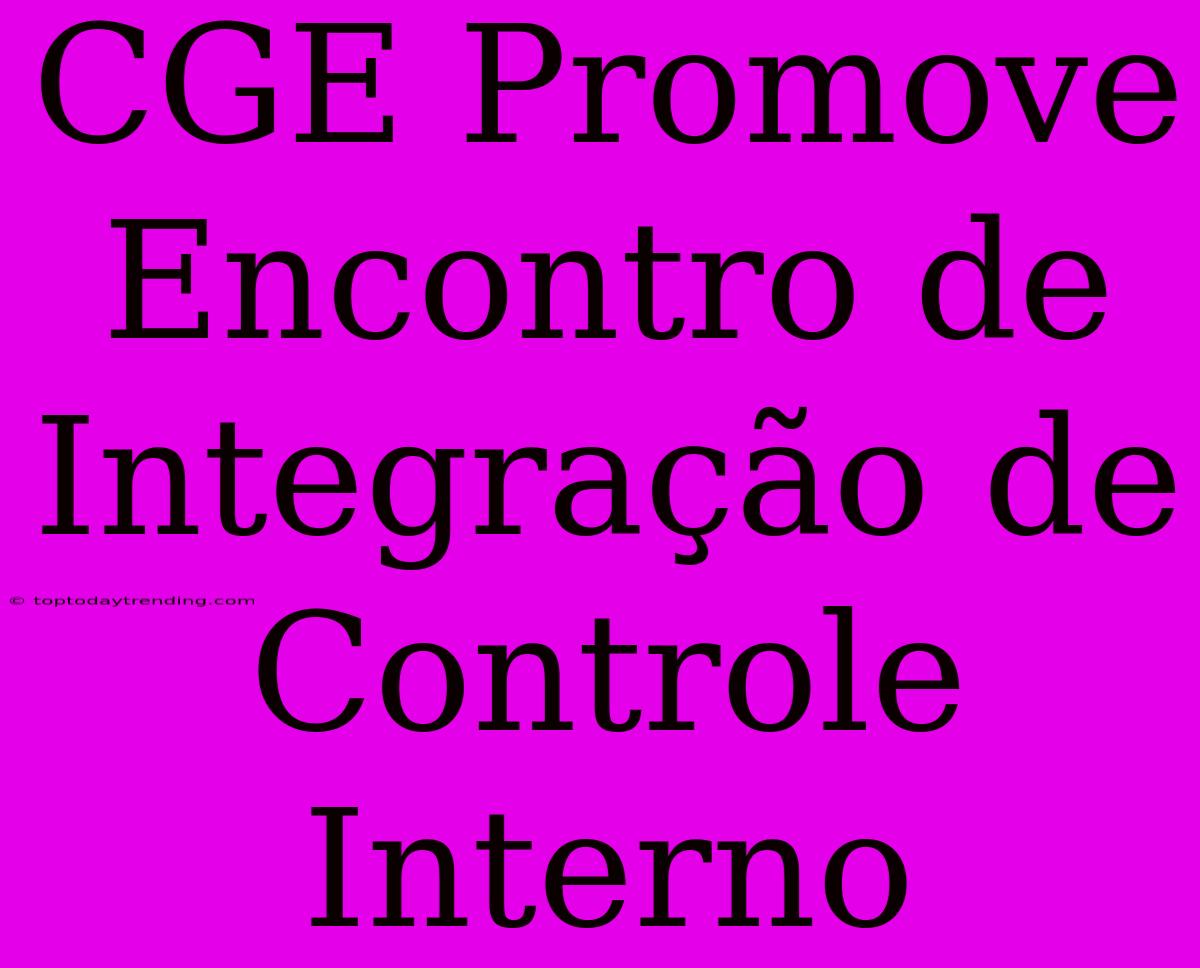 CGE Promove Encontro De Integração De Controle Interno