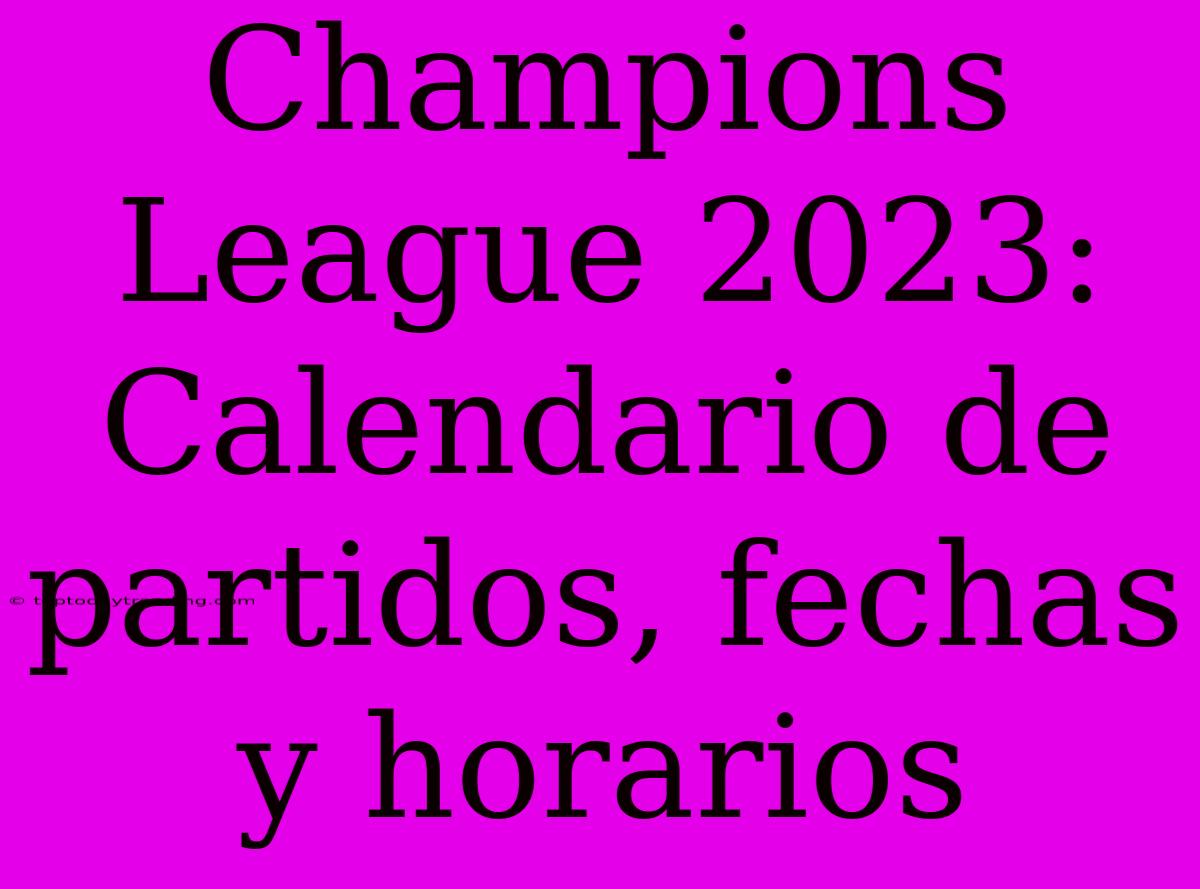 Champions League 2023: Calendario De Partidos, Fechas Y Horarios