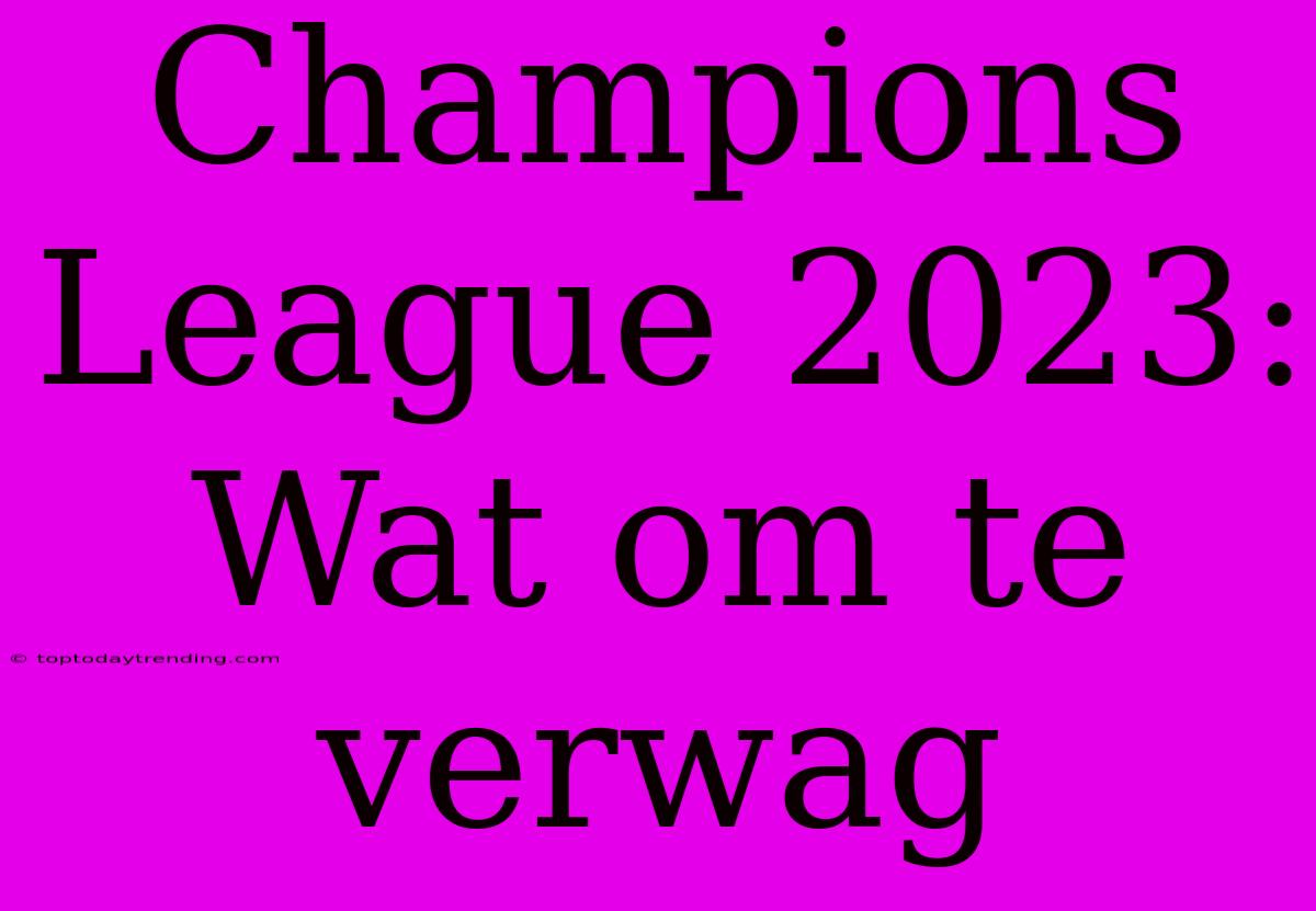 Champions League 2023: Wat Om Te Verwag